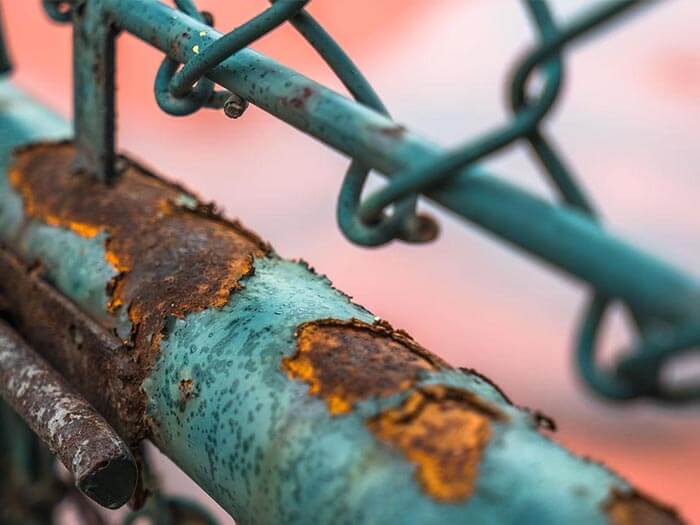 Rusty iron fence